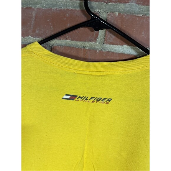 Vintage 90s Tommy Hilfiger Athletics Yellow Shirt USA Made Short Sleeve Adult XL - Picture 7 of 7